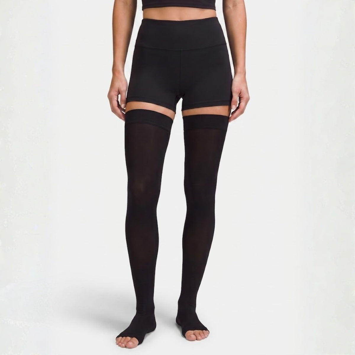 Black Thigh-High Compression Stockings