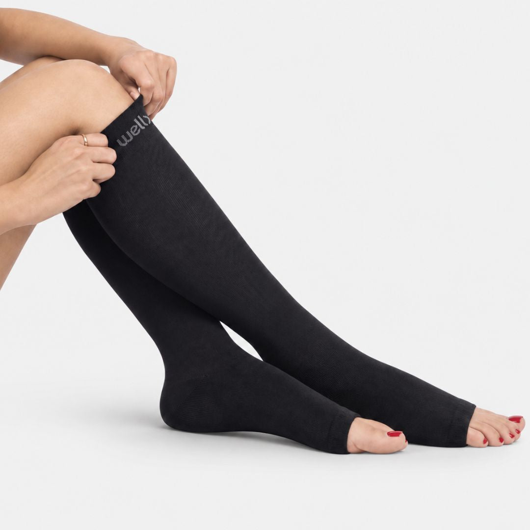 Black Toeless Compression Socks