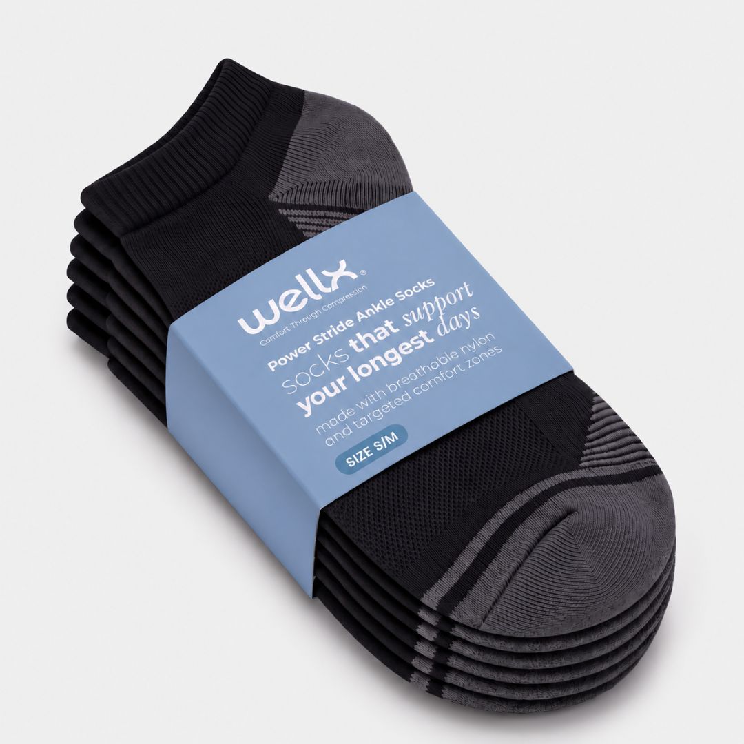 3-Pack Power Stride Ankle Socks Black