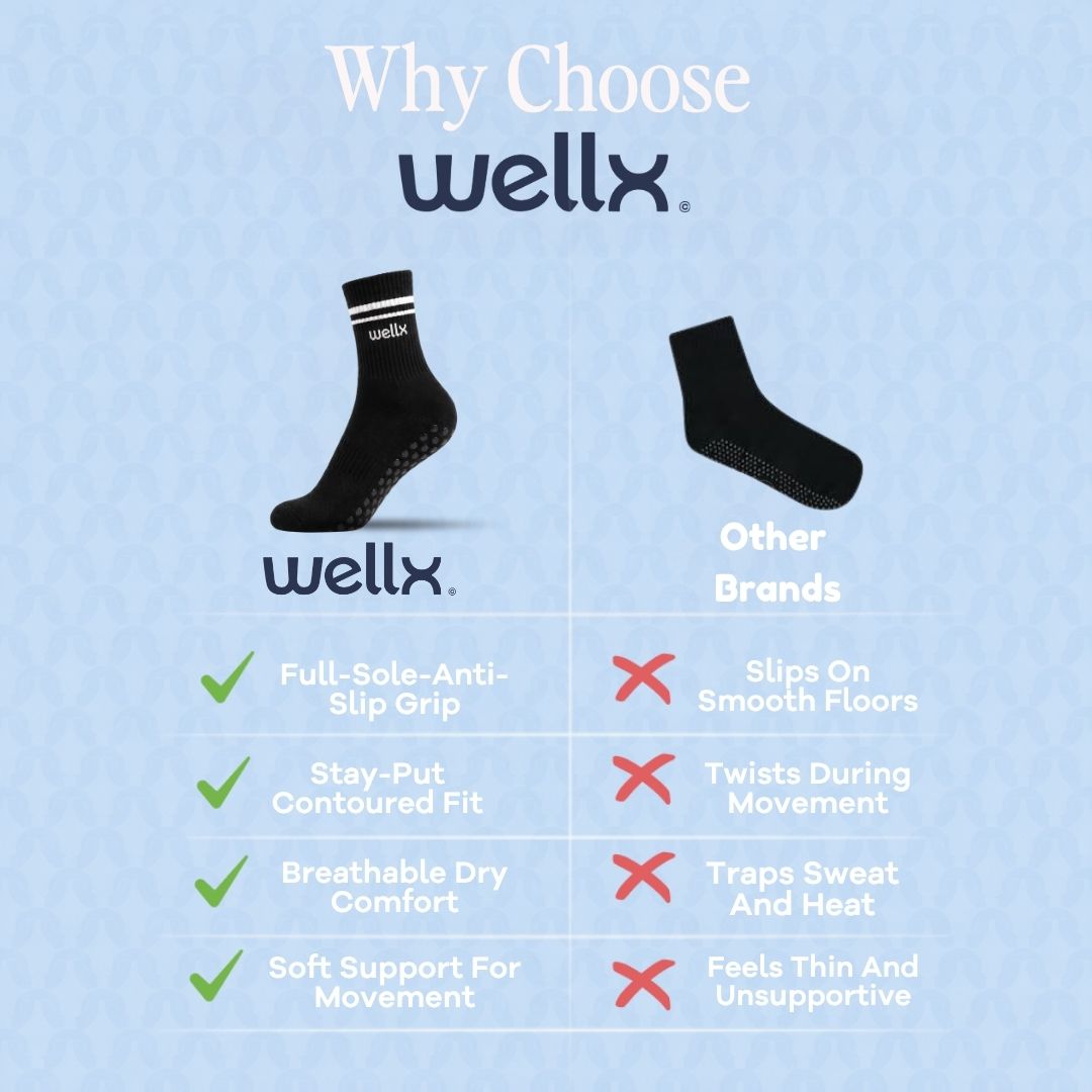 Black Balance Grip Socks For Men.