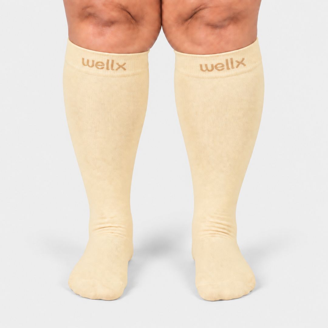 Candlelight Yellow Wide Calf Compression Socks