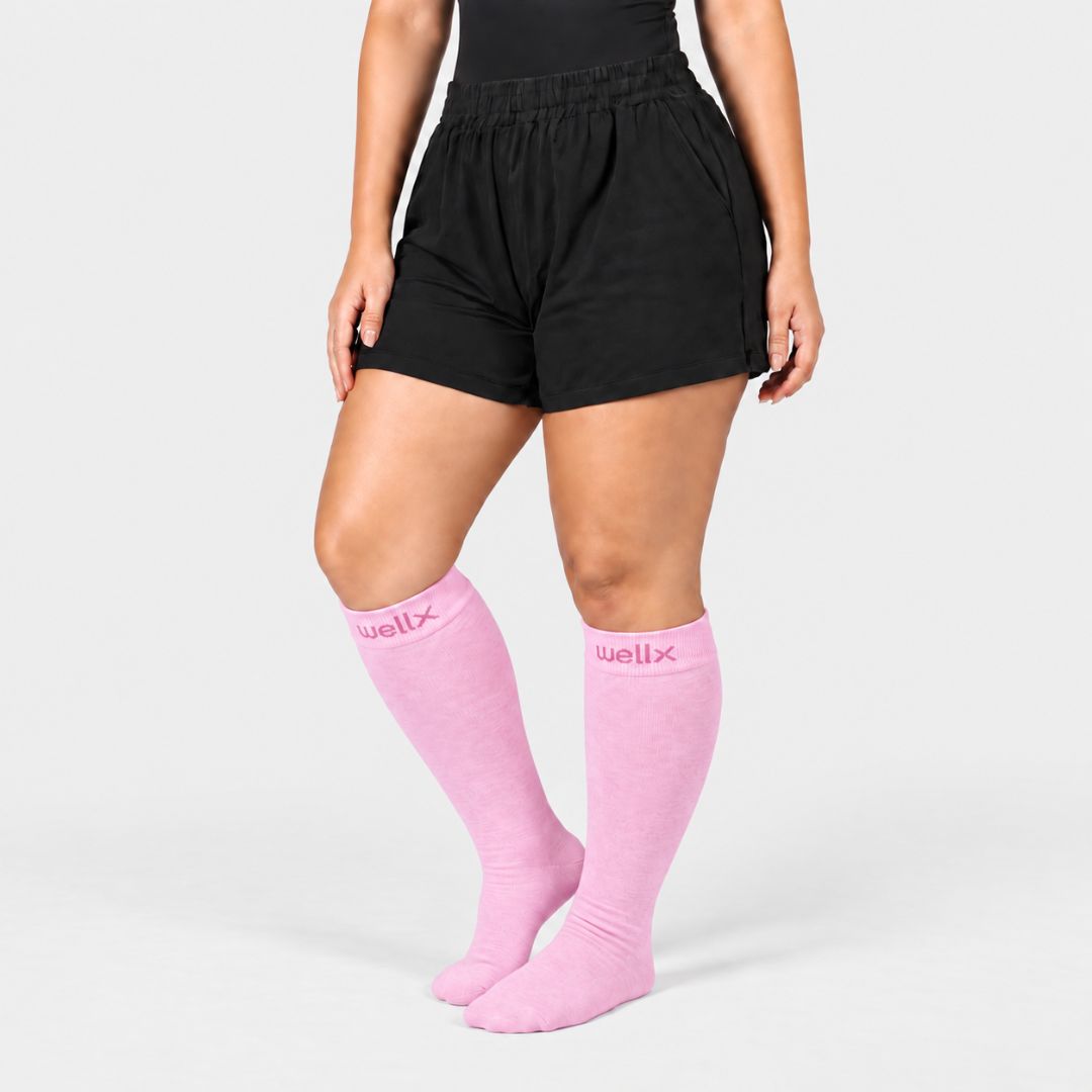 Candy Hearts Pink Wide Calf Compression Socks