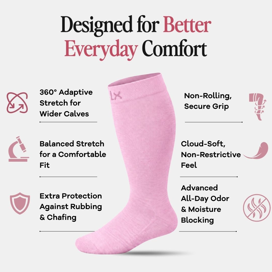 Candy Hearts Pink Wide Calf Compression Socks