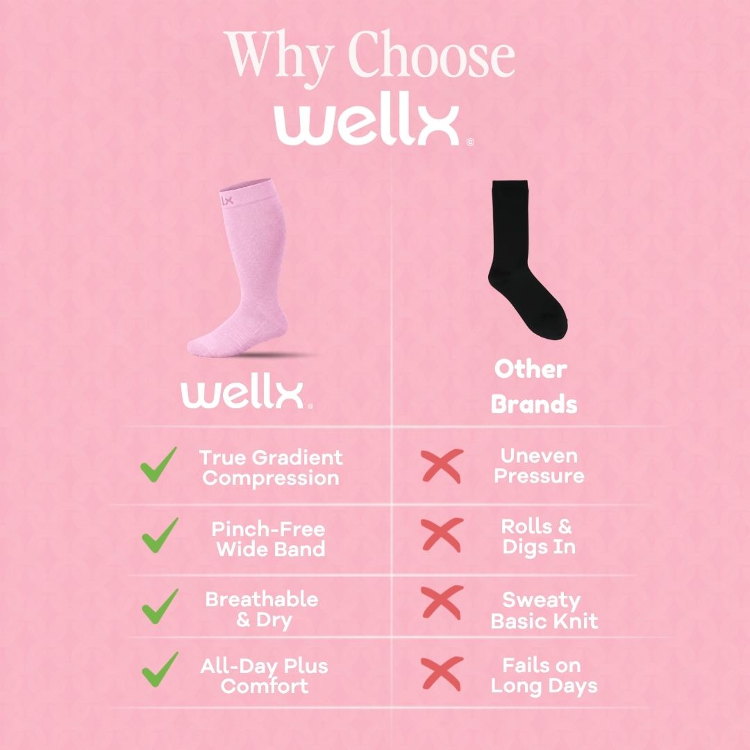 Candy Hearts Pink Wide Calf Compression Socks