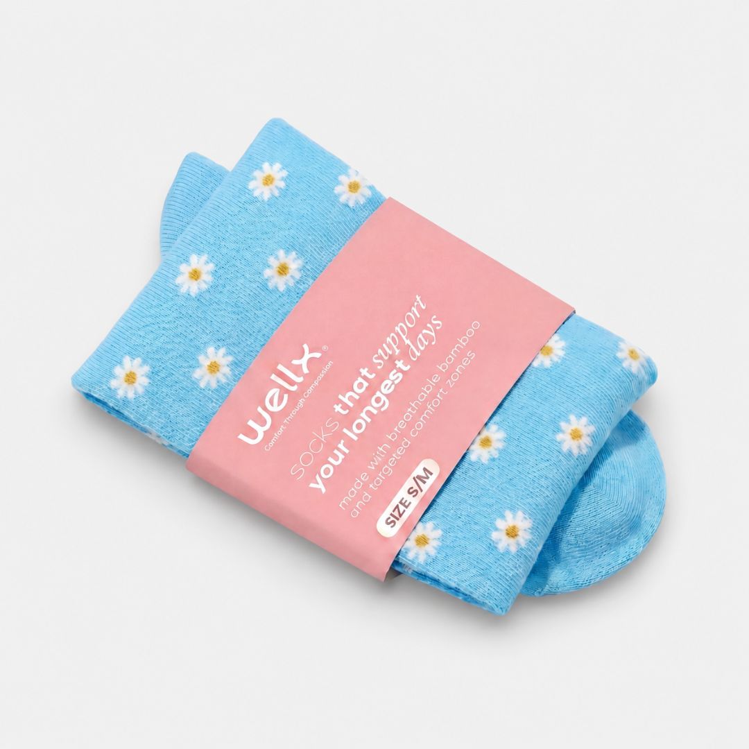 Daisy Flowers Blue Compression Socks