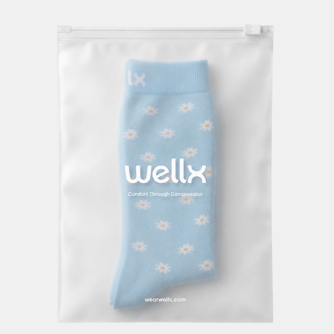 Daisy Flowers Blue Compression Socks