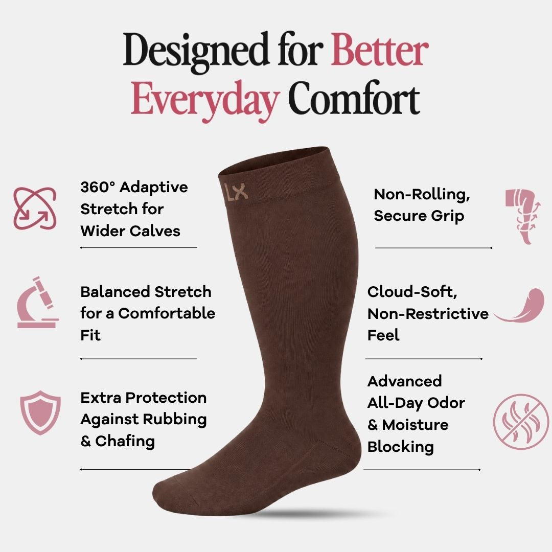 Espresso Wide Calf Compression Socks