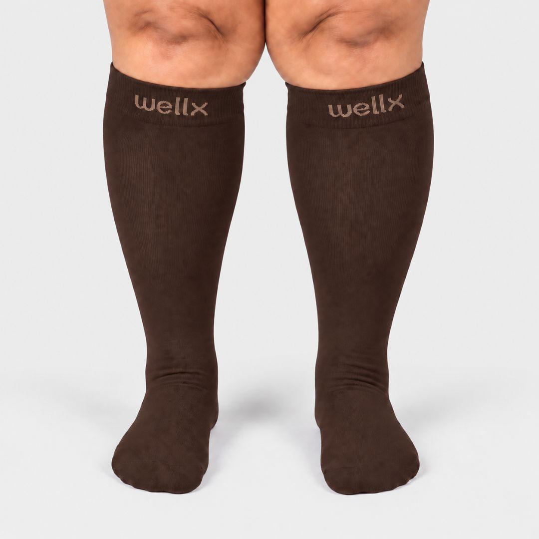 Espresso Wide Calf Compression Socks Men
