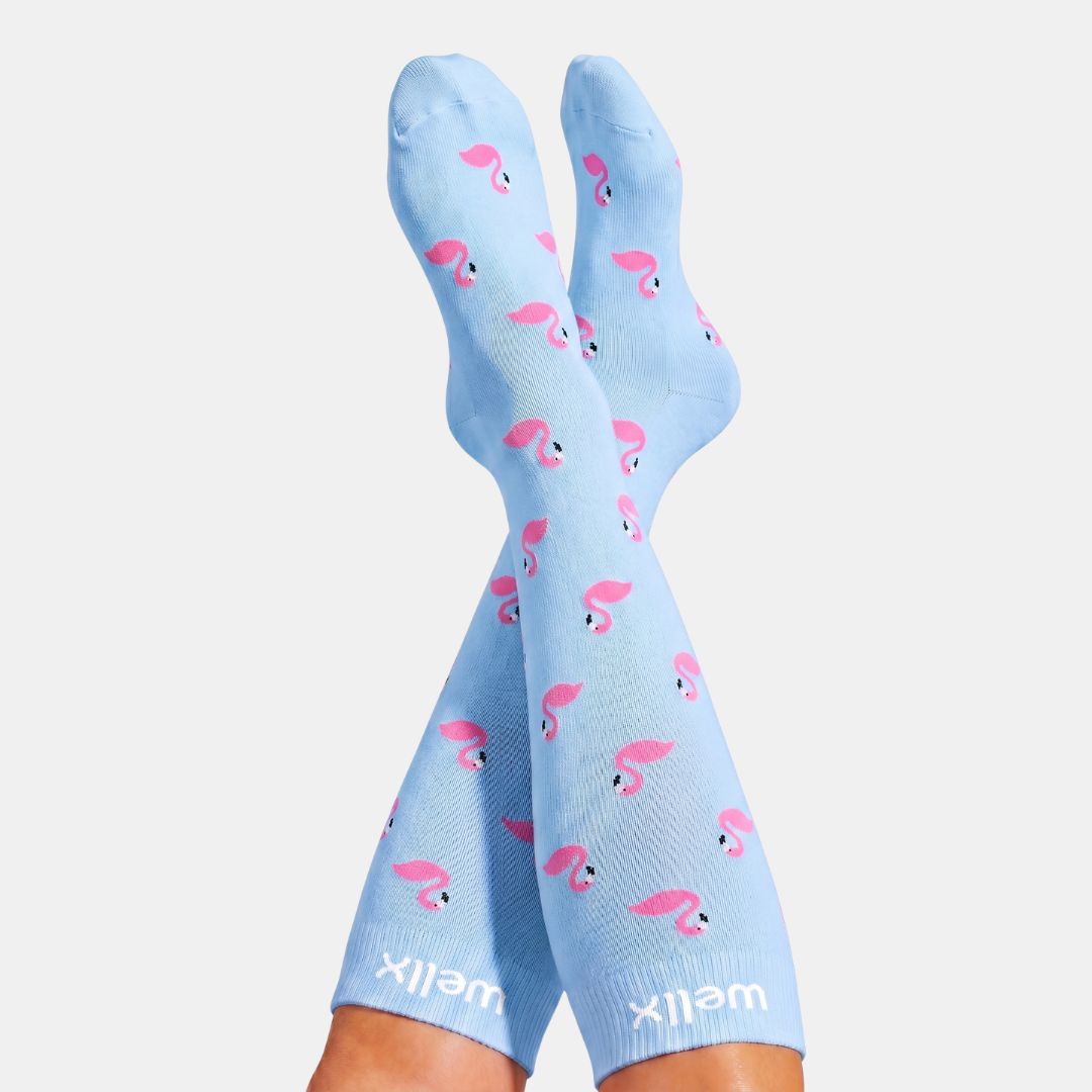 Flamingo Blue Compression Socks