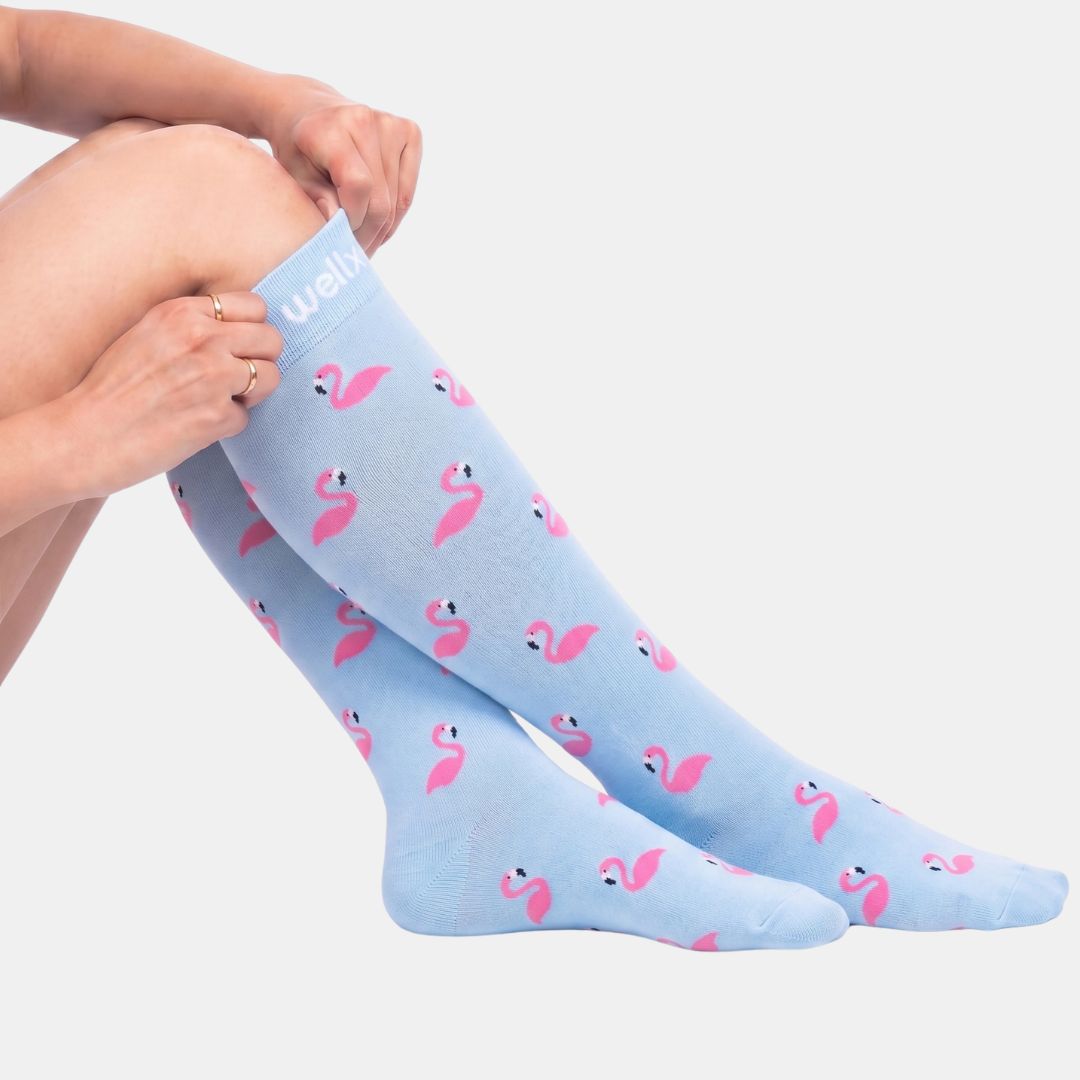 Flamingo Blue Compression Socks