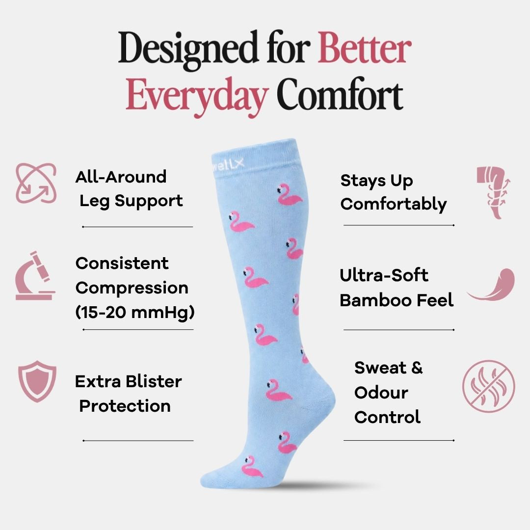 Flamingo Blue Compression Socks