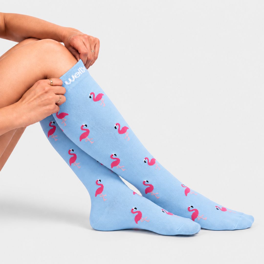 Flamingo Blue Compression Socks