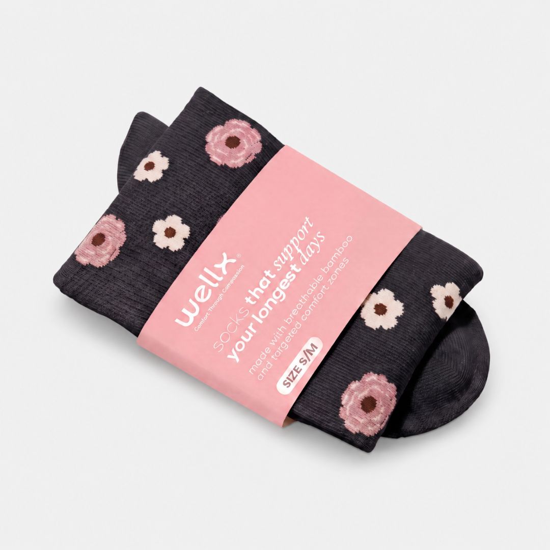 Flowers Black Compression Socks