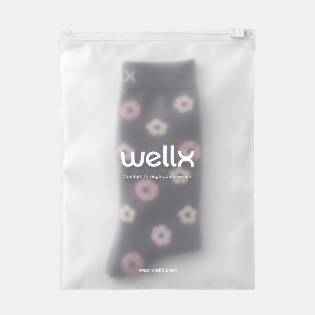 Flowers Black Compression Socks
