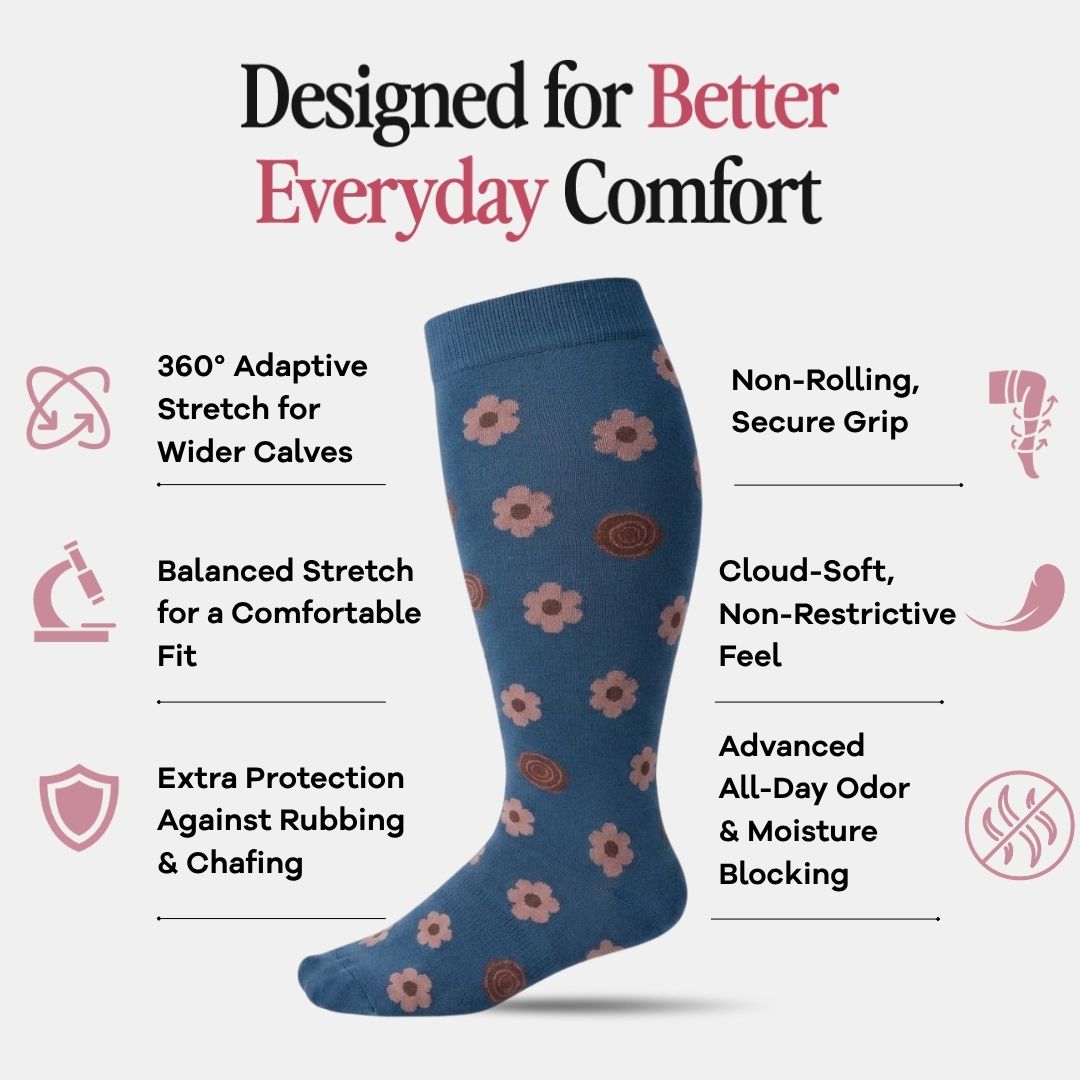 Calcetines grises PlusFit™ con flores