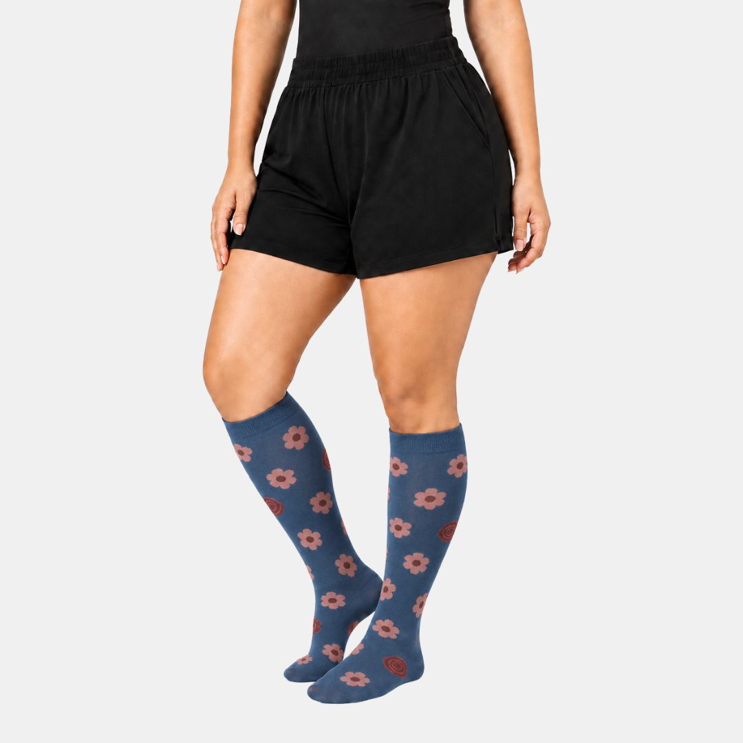 Calcetines grises PlusFit™ con flores