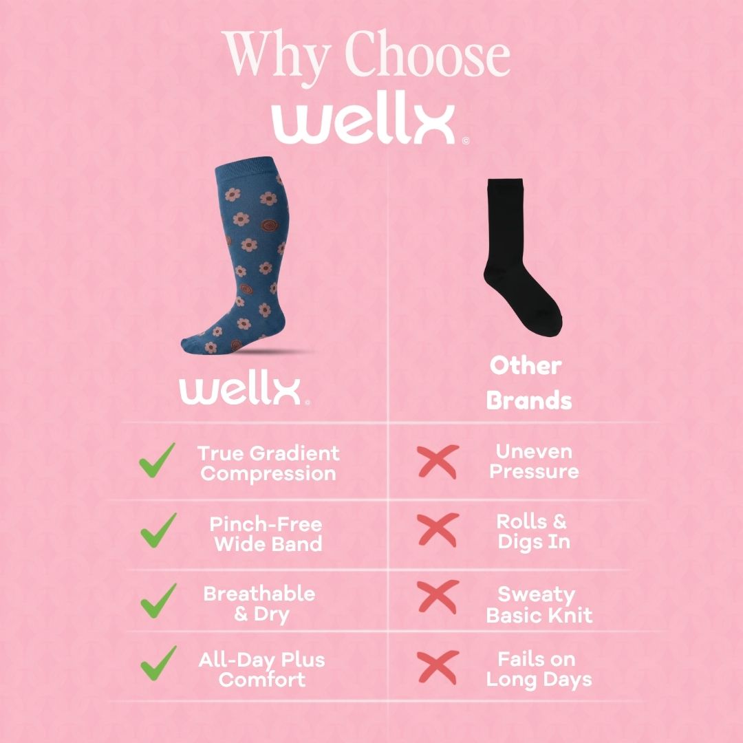 Calcetines grises PlusFit™ con flores
