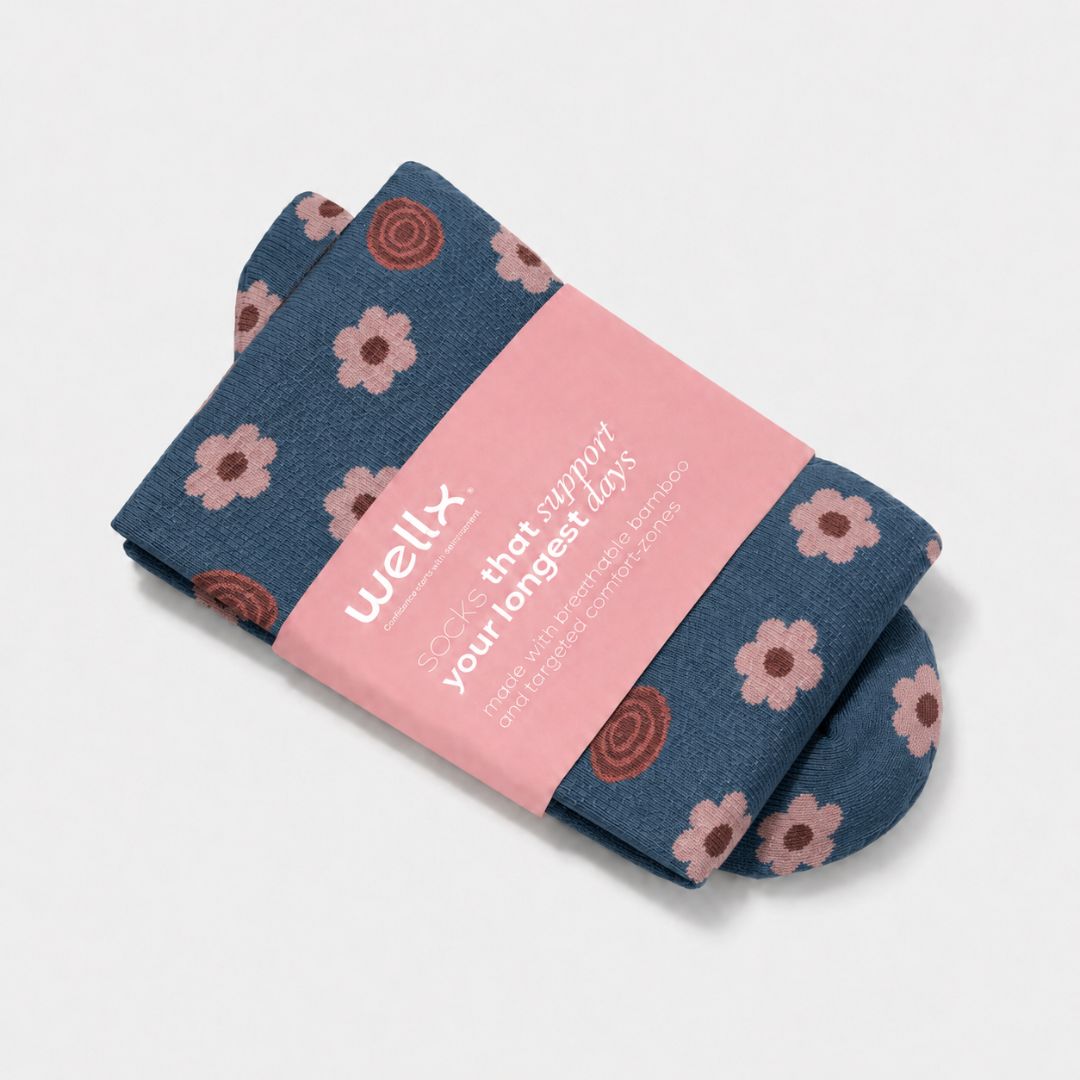 Calcetines grises PlusFit™ con flores
