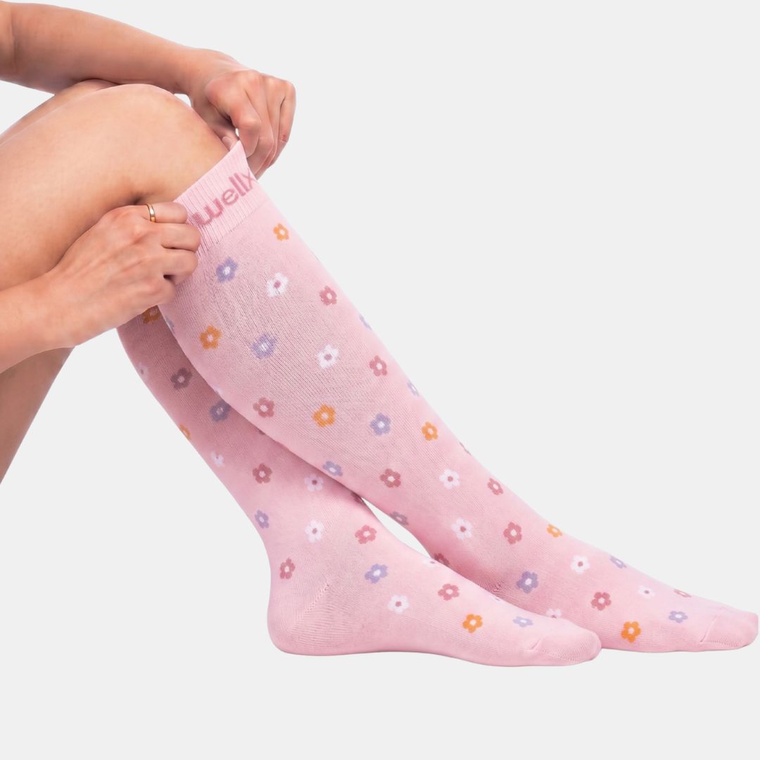 Flowers Pink Compression Socks
