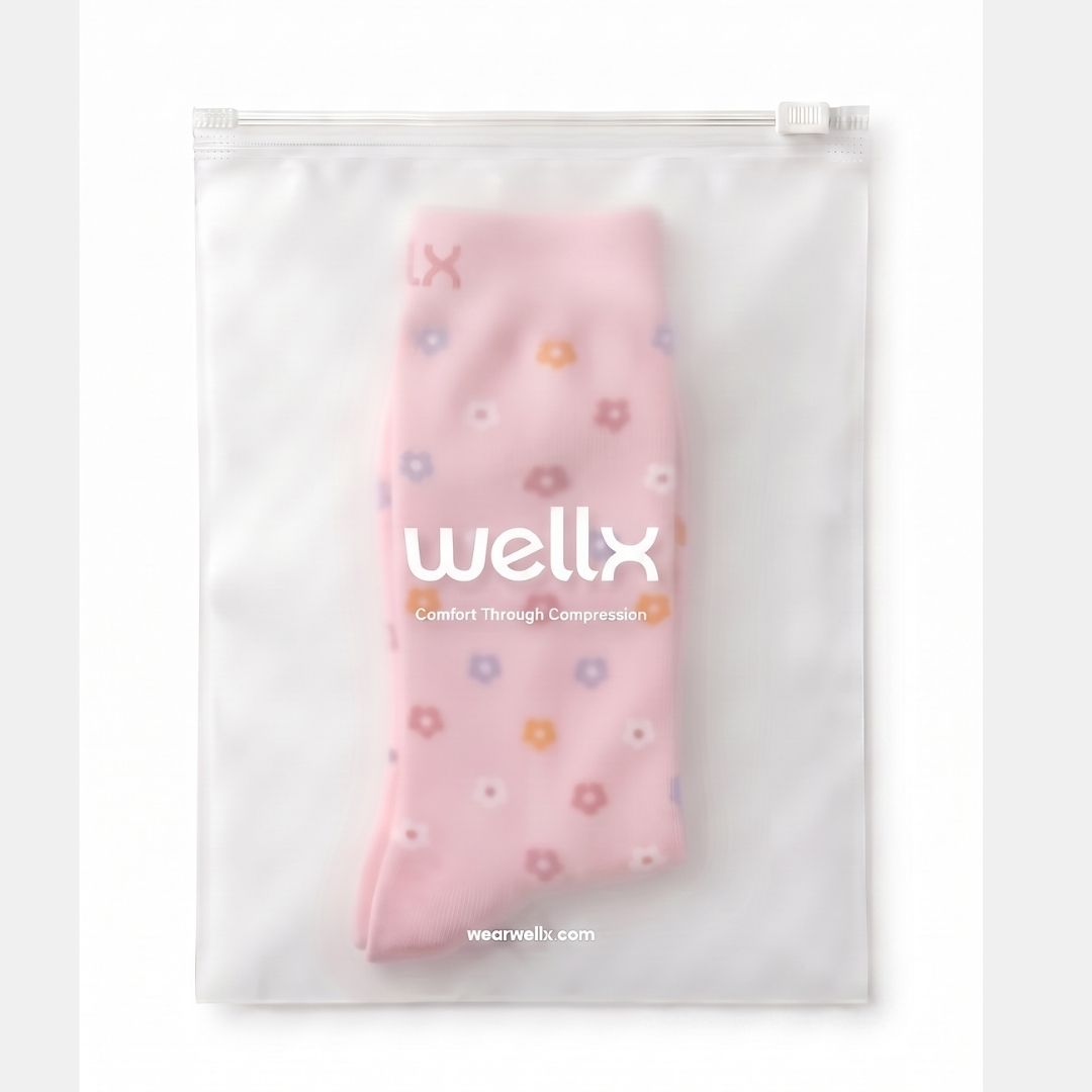 Flowers Pink Compression Socks