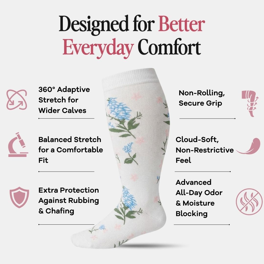 Calcetines blancos PlusFit™ con flores