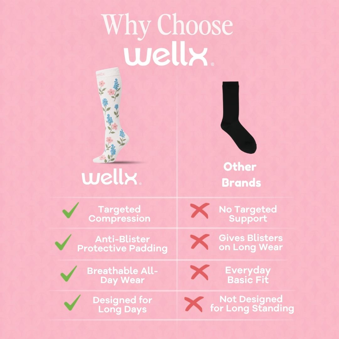 Flowers White Compression Socks