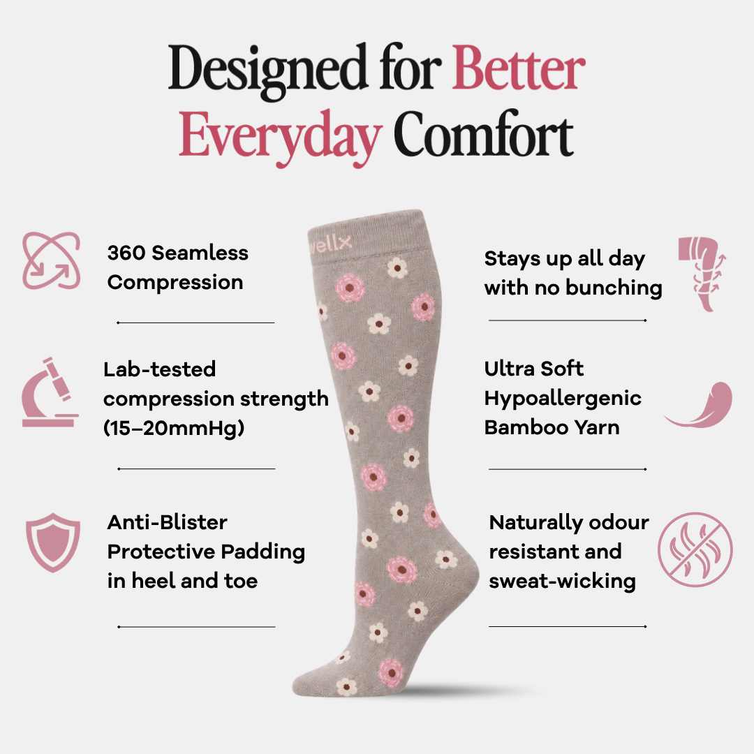 Flowers Gravel Compression Socks