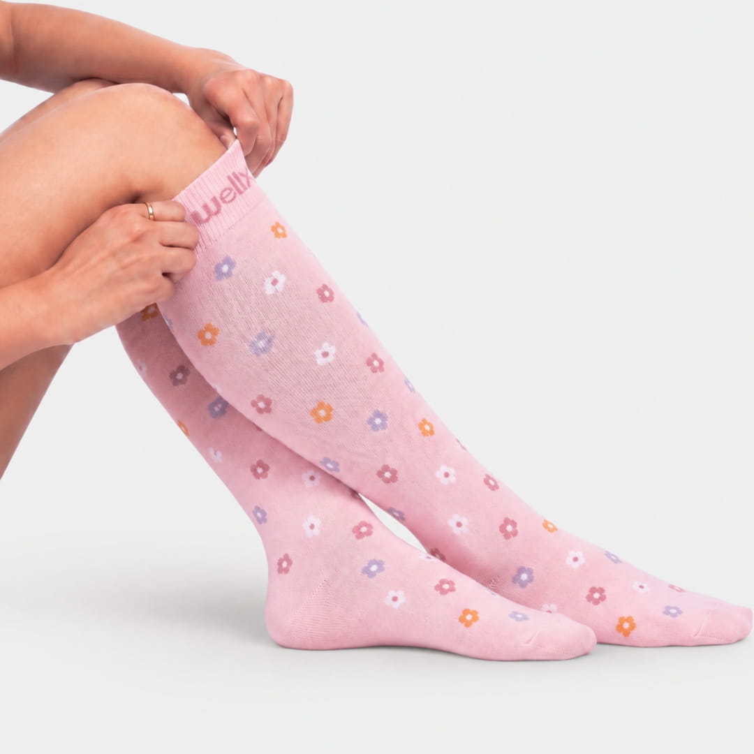 Flowers Pink Compression Socks