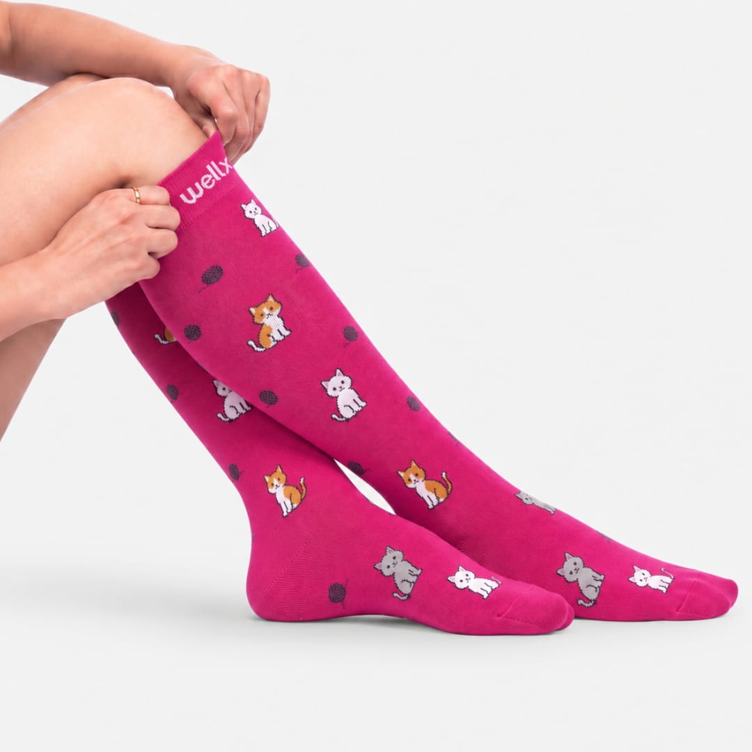 Kittens Pink Compression Socks