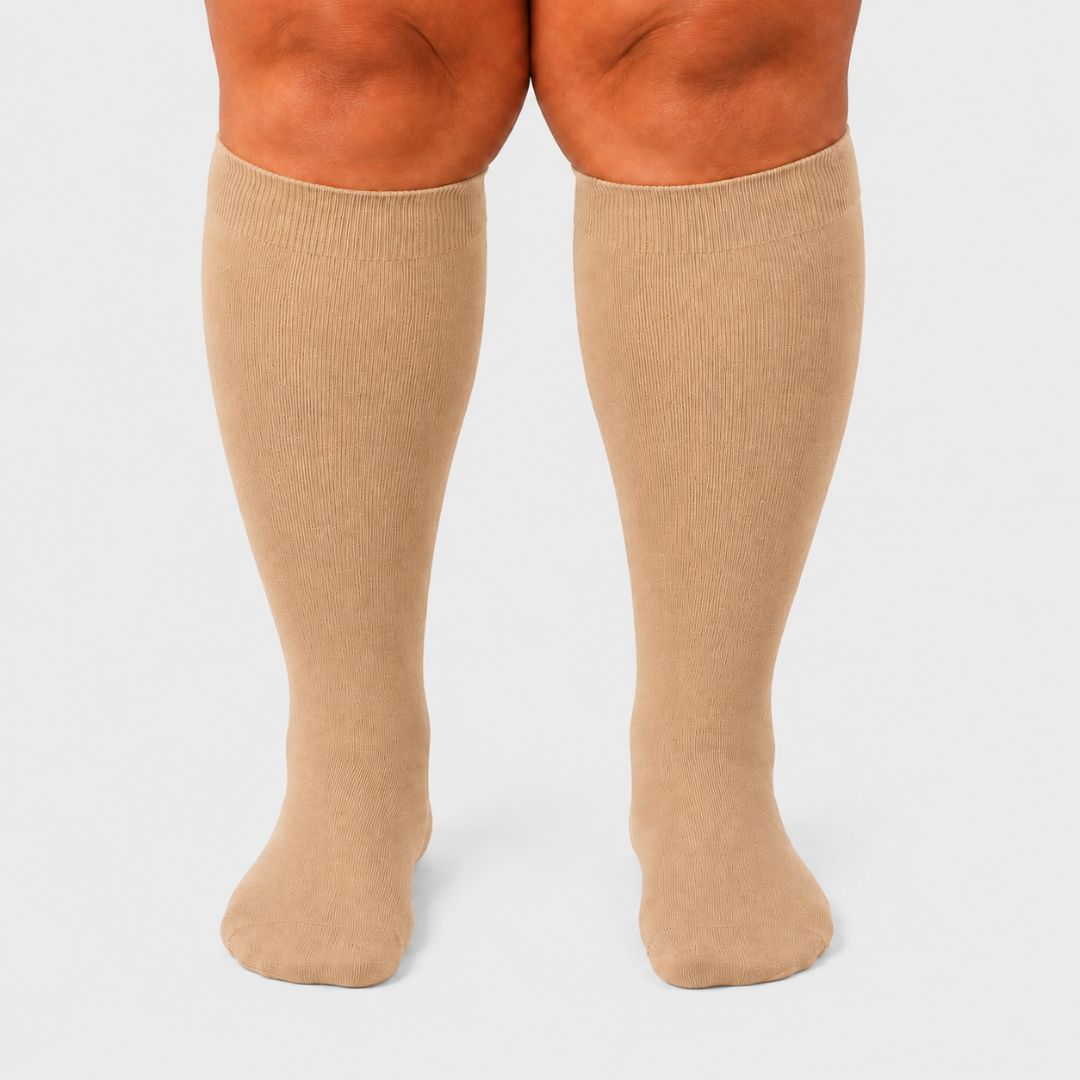 Light Brown Wide Calf Compression Socks