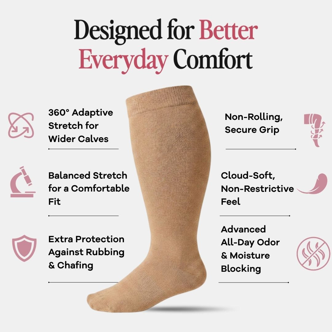 Light Brown Wide Calf Compression Socks