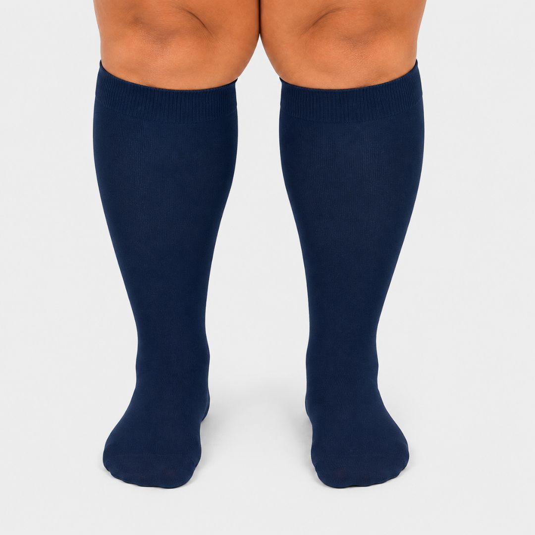 Navy Blue Wide Calf Compression Socks