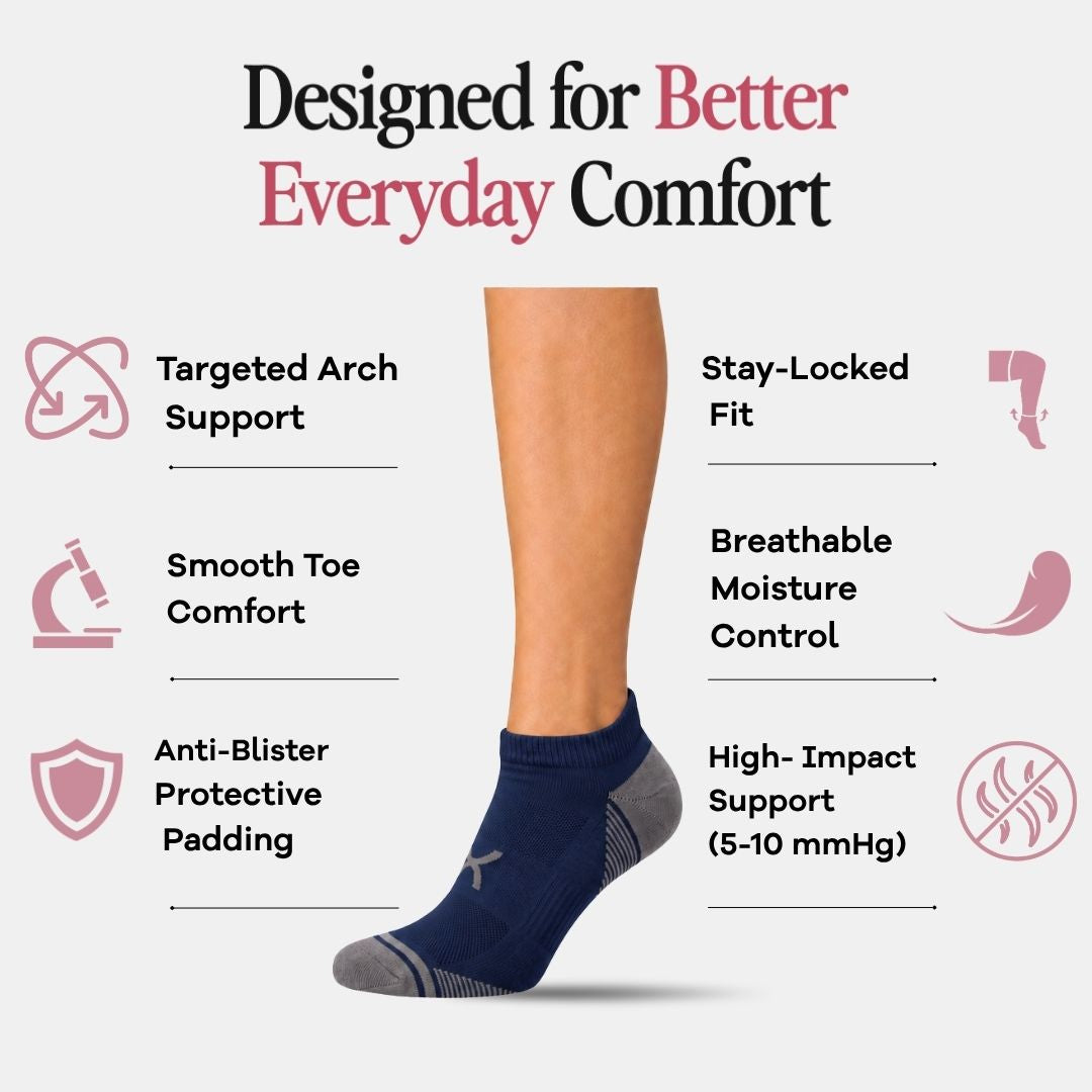 Chaussettes de compression bleu marine à la cheville