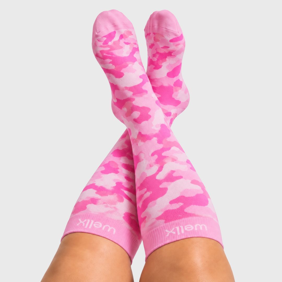 Camouflage Pink Wide Calf Compression Socks