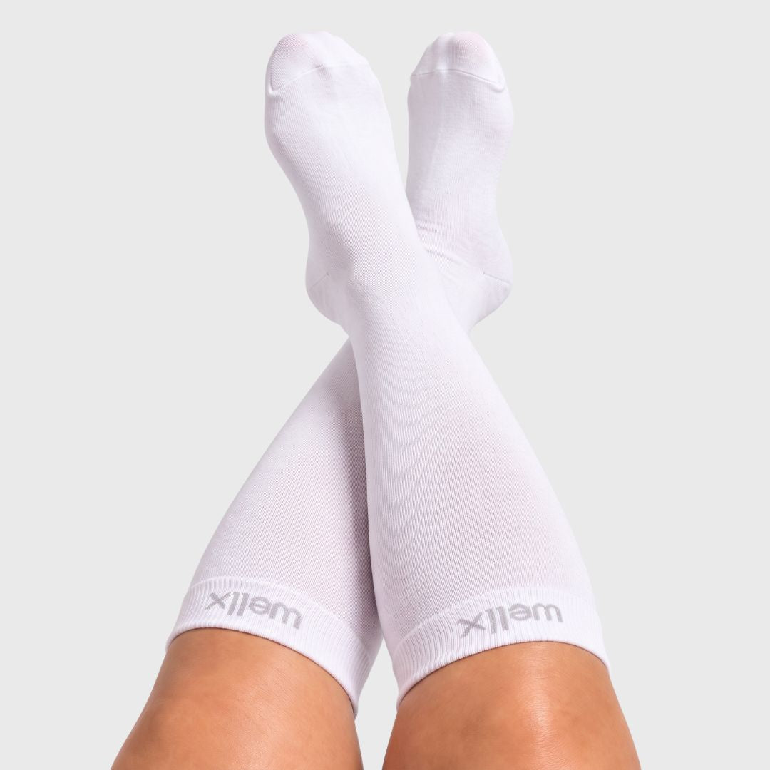 White Wide Calf Compression Socks
