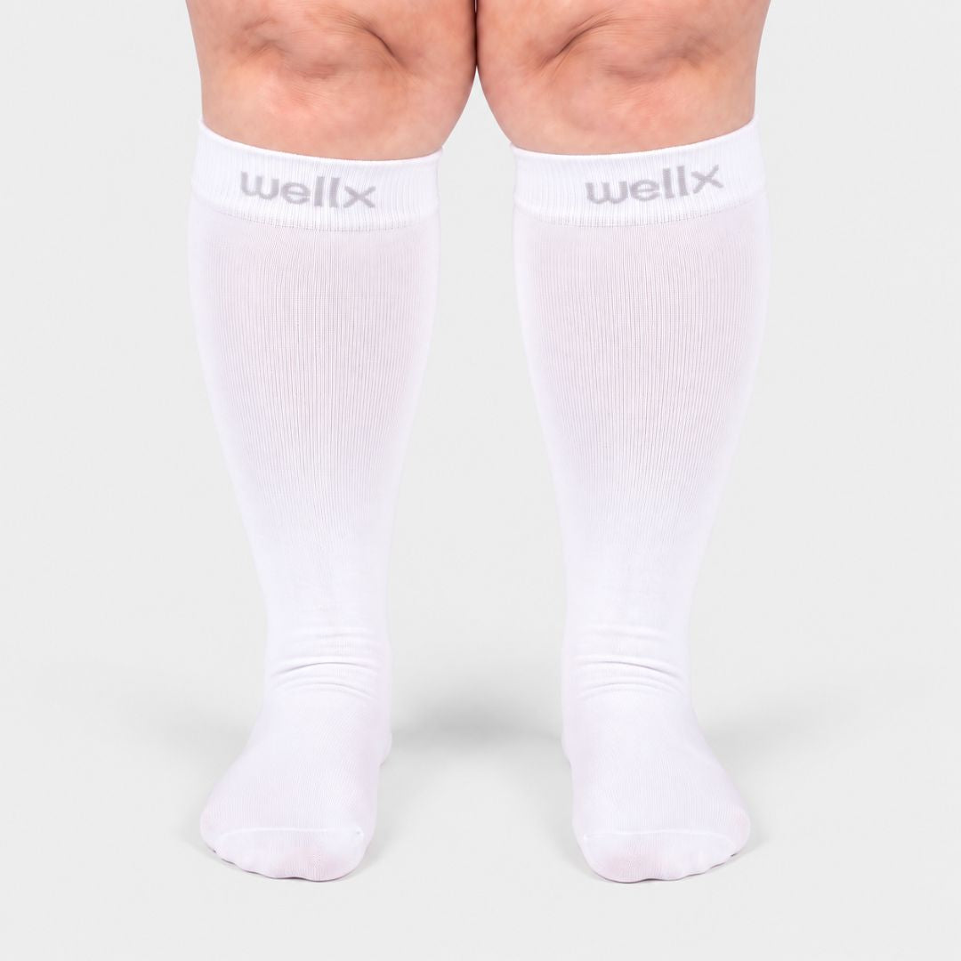 White Wide Calf Compression Socks