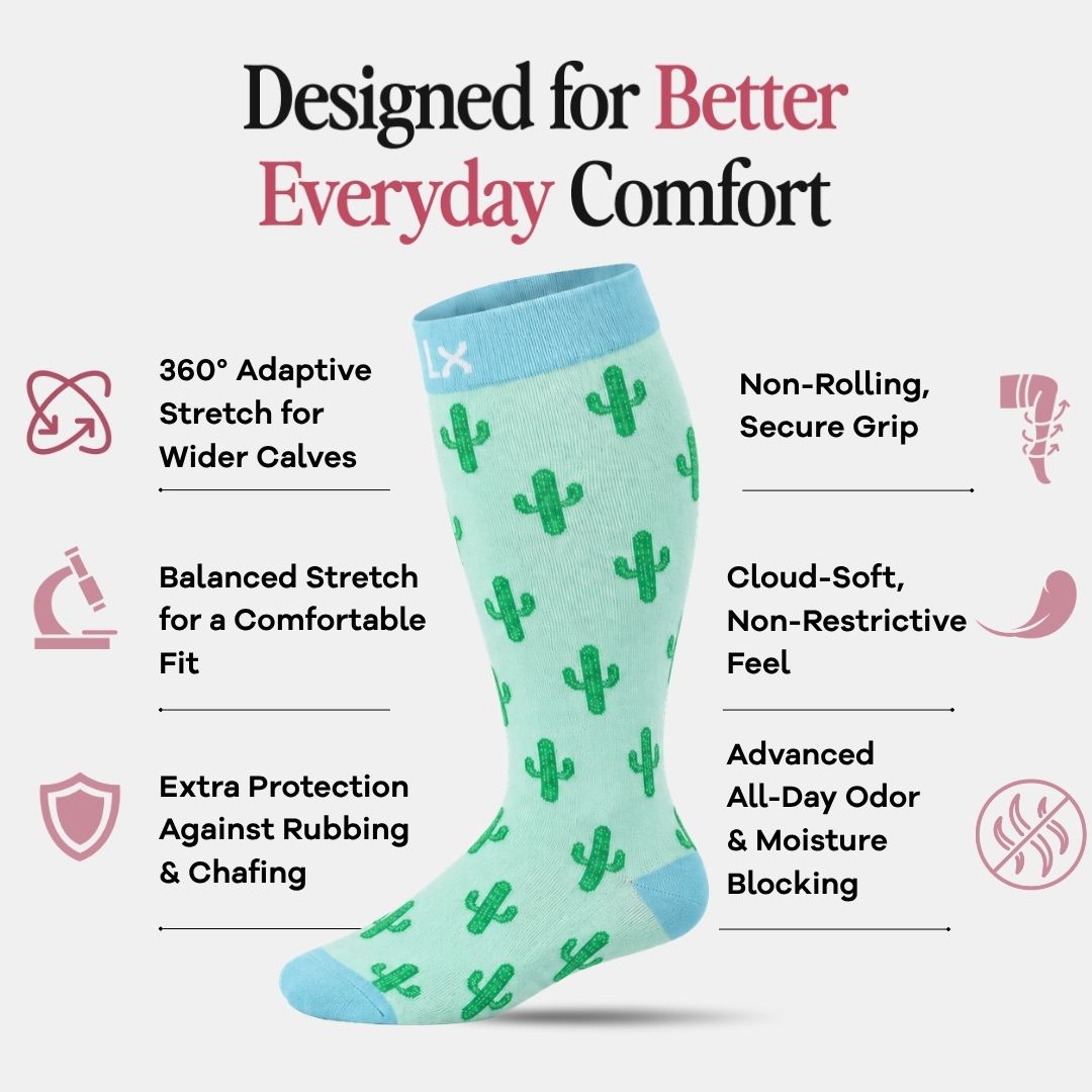 Cactus Green Wide Calf Compression Socks