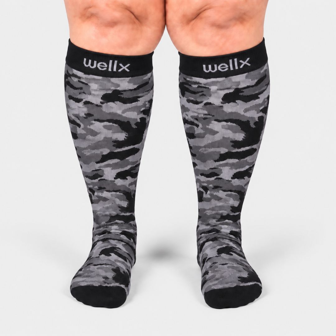 Camouflage Black Wide Calf Compression Socks Men
