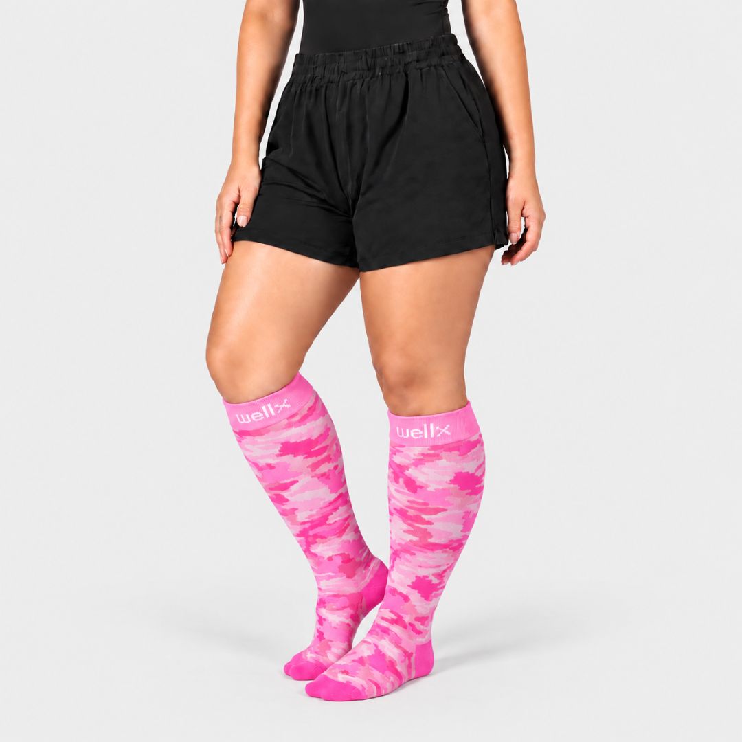Camouflage Pink Wide Calf Compression Socks