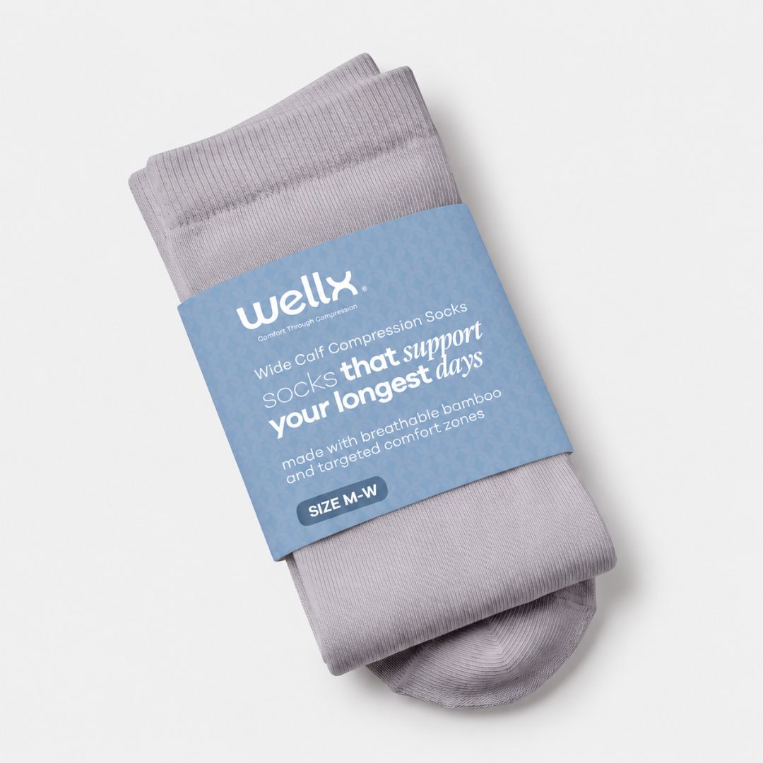 Heather Grey Wide Calf Compression Socks