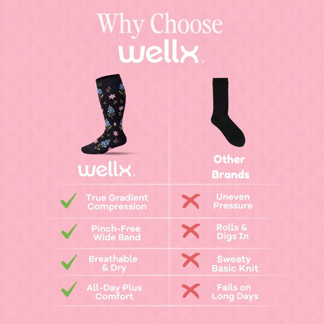 Lily Black Wide Calf Compression Socks
