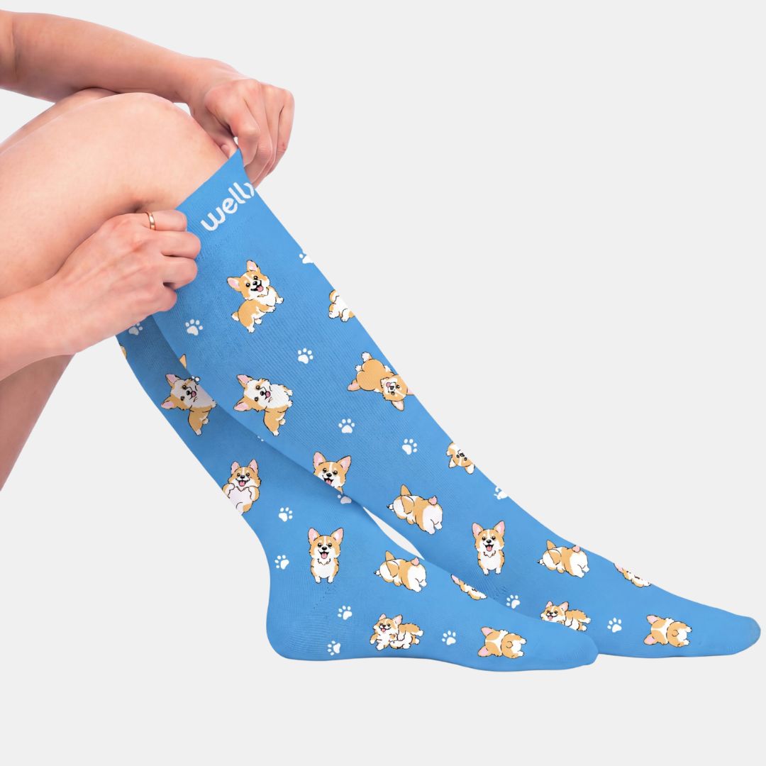 Puppies Blue Compression Socks
