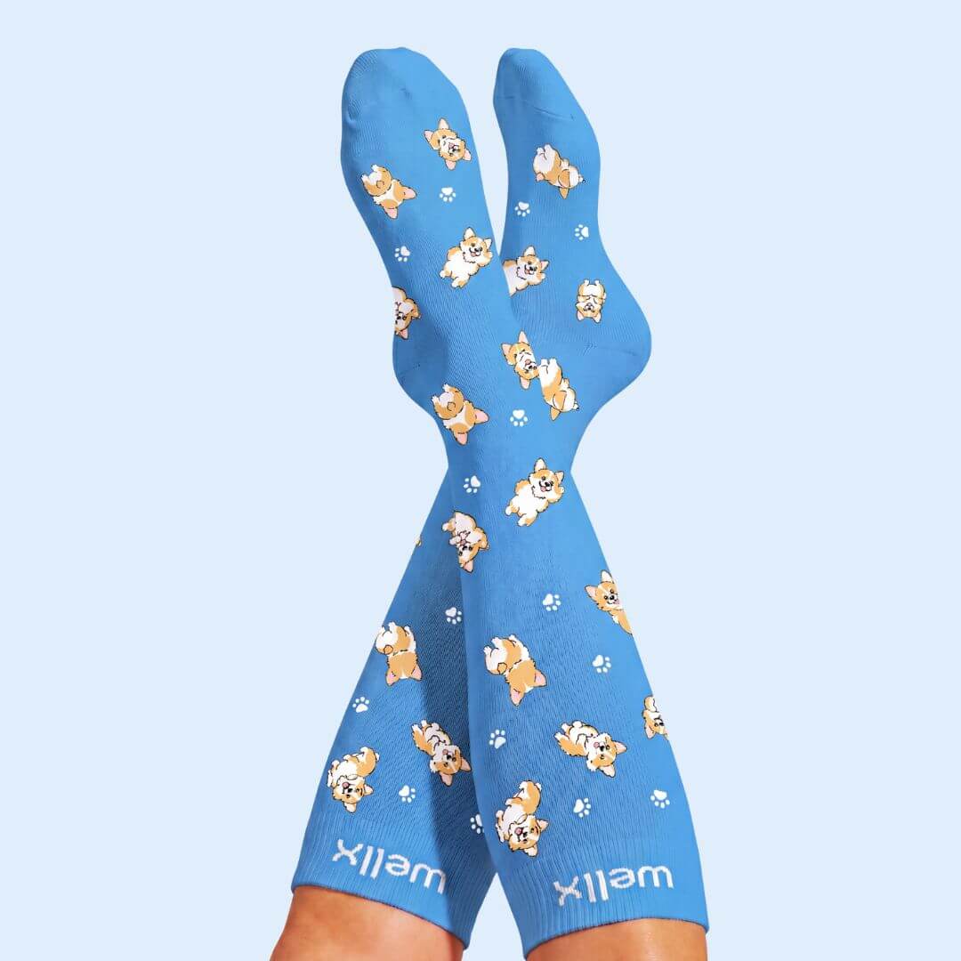 Puppies Blue Compression Socks