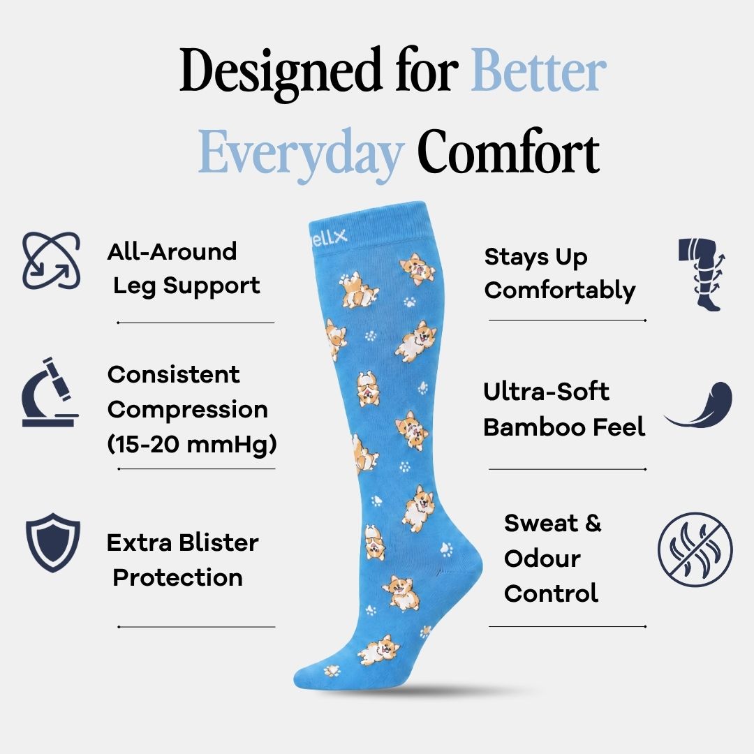 Puppies Blue Compression Socks Men