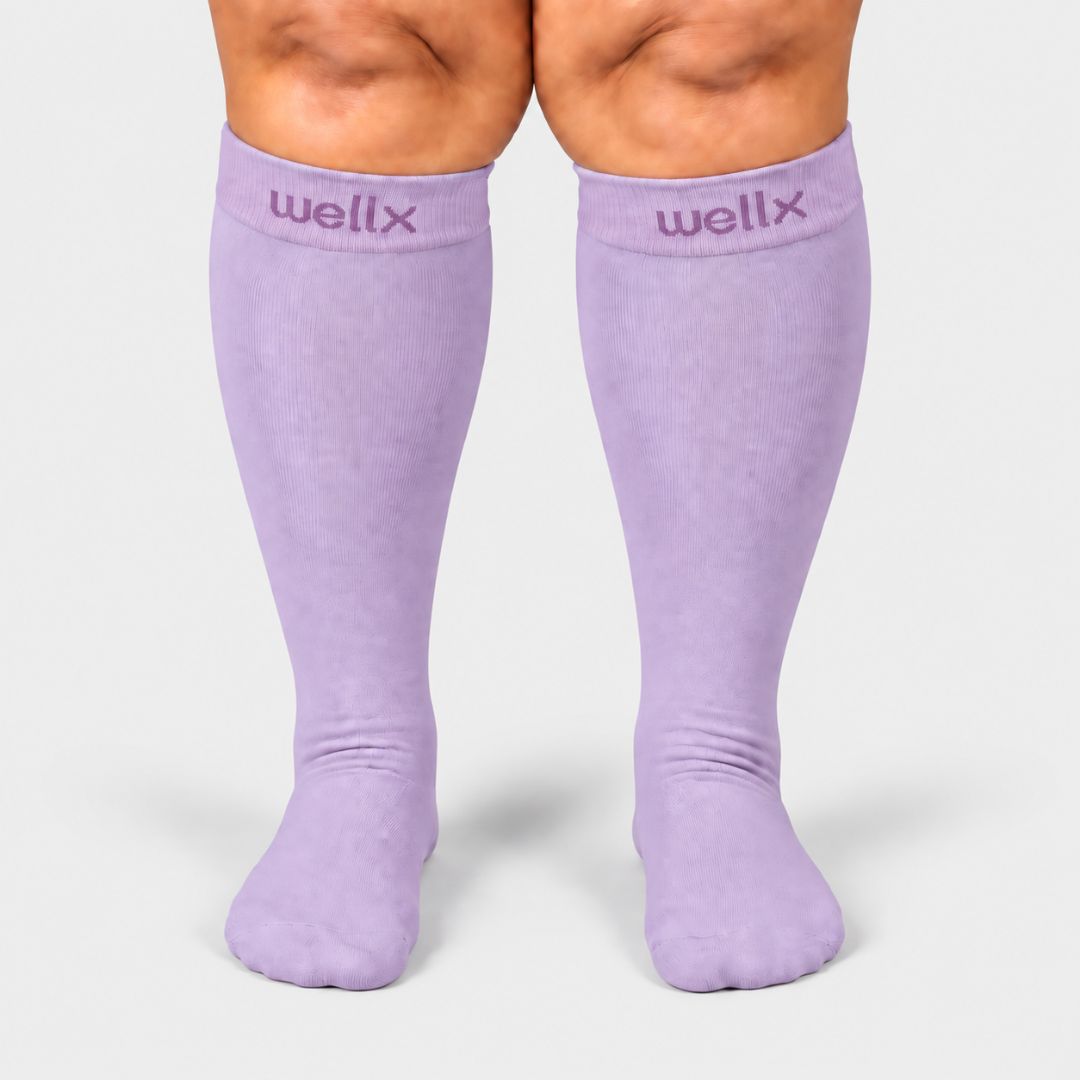 Silky Lavender Wide Calf Compression Socks