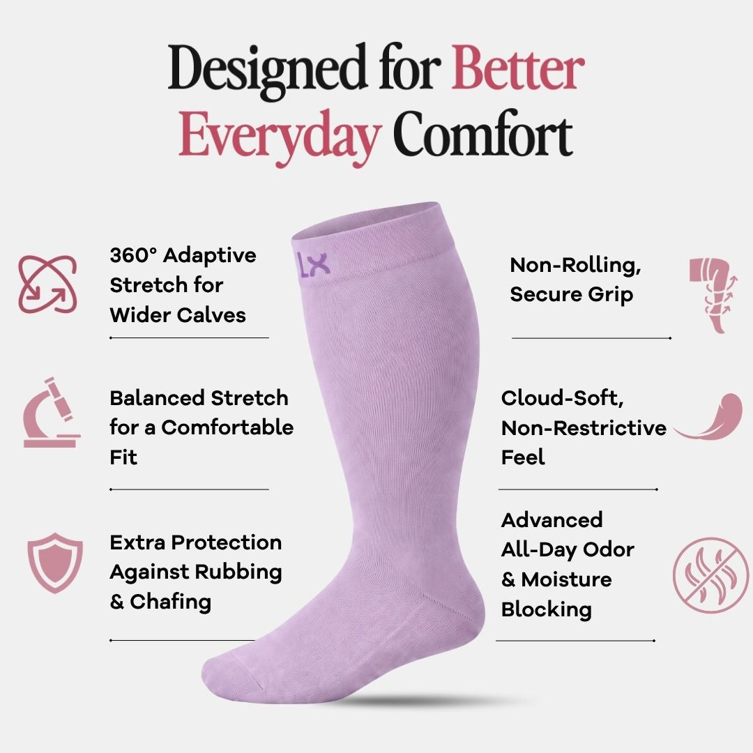 Silky Lavender Wide Calf Compression Socks