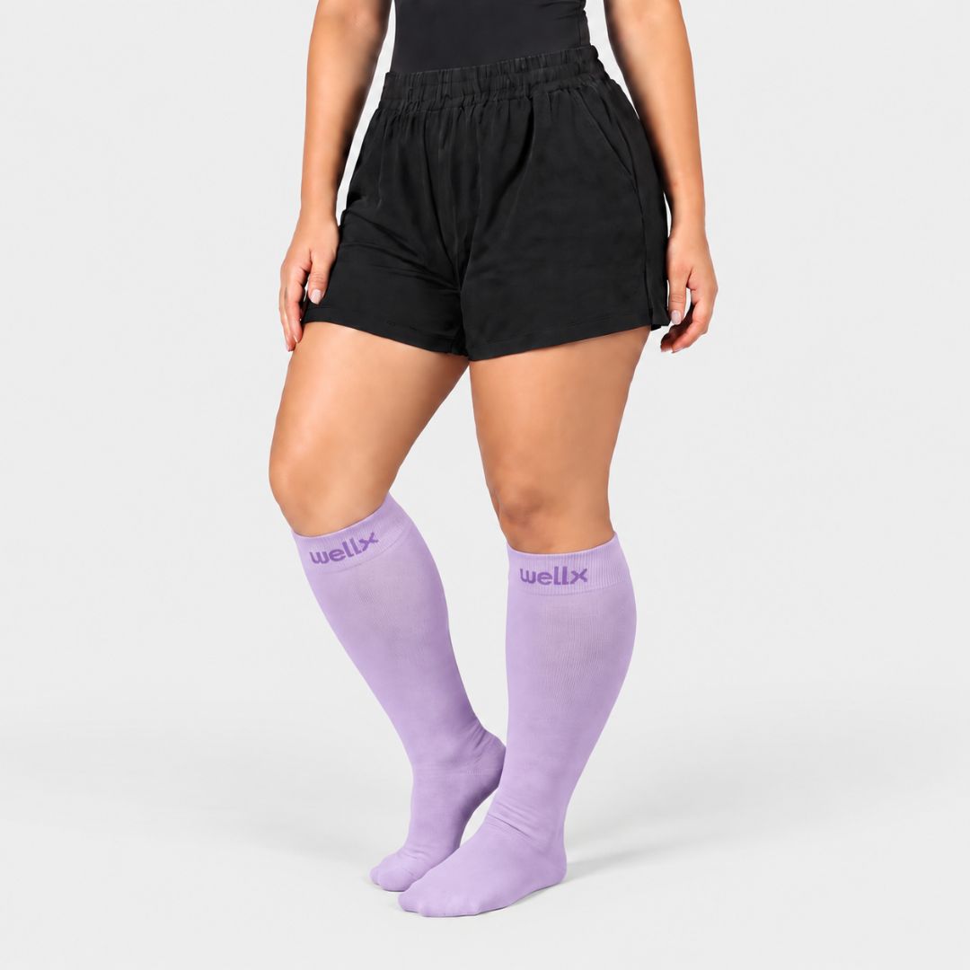 Silky Lavender Wide Calf Compression Socks