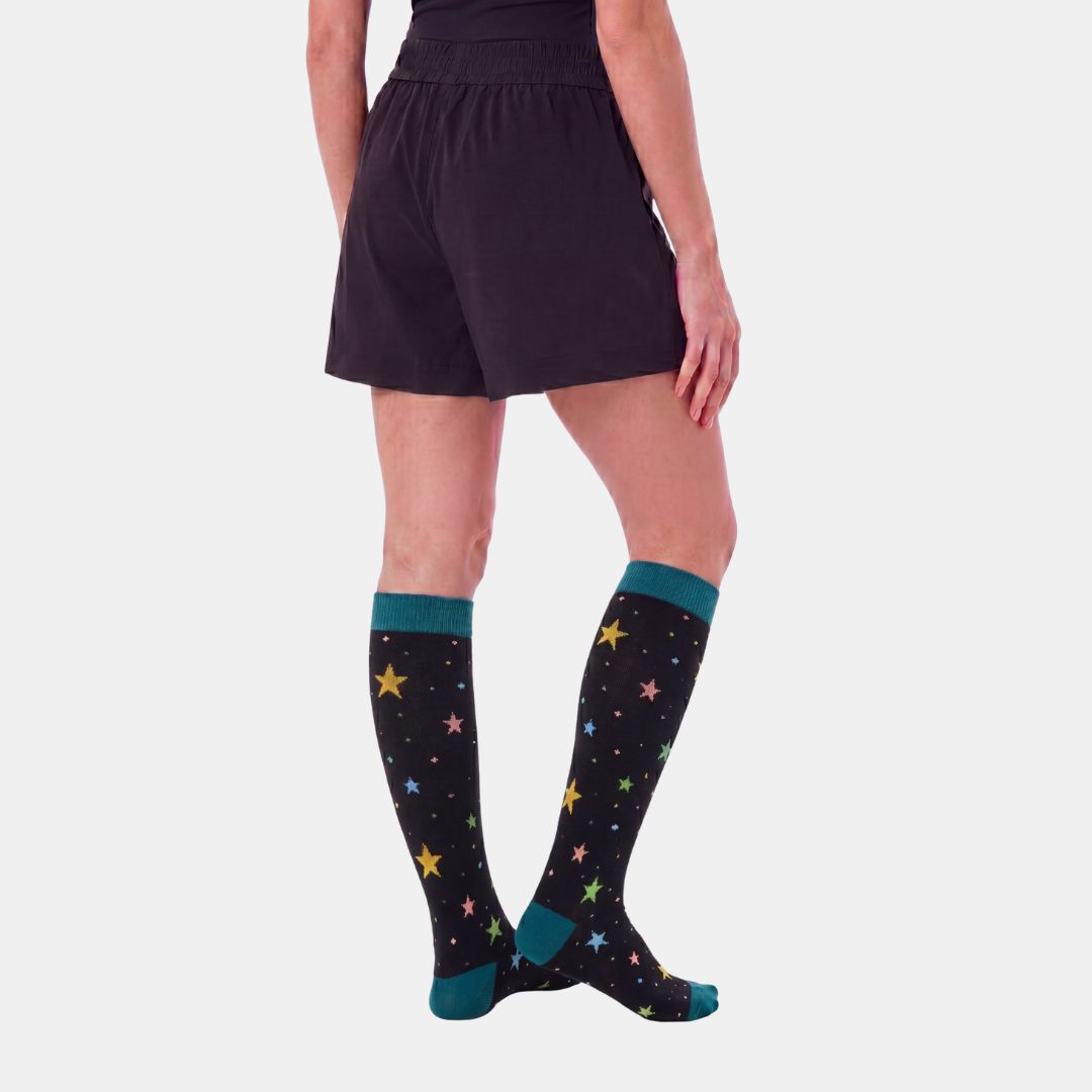 Stars Black/Green Compression Socks
