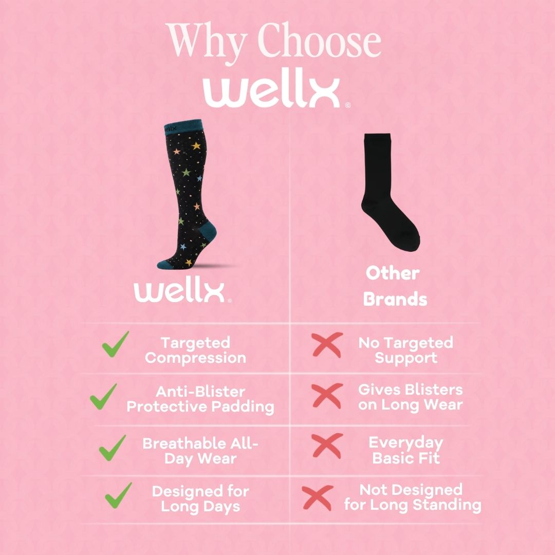 Stars Black/Green Compression Socks