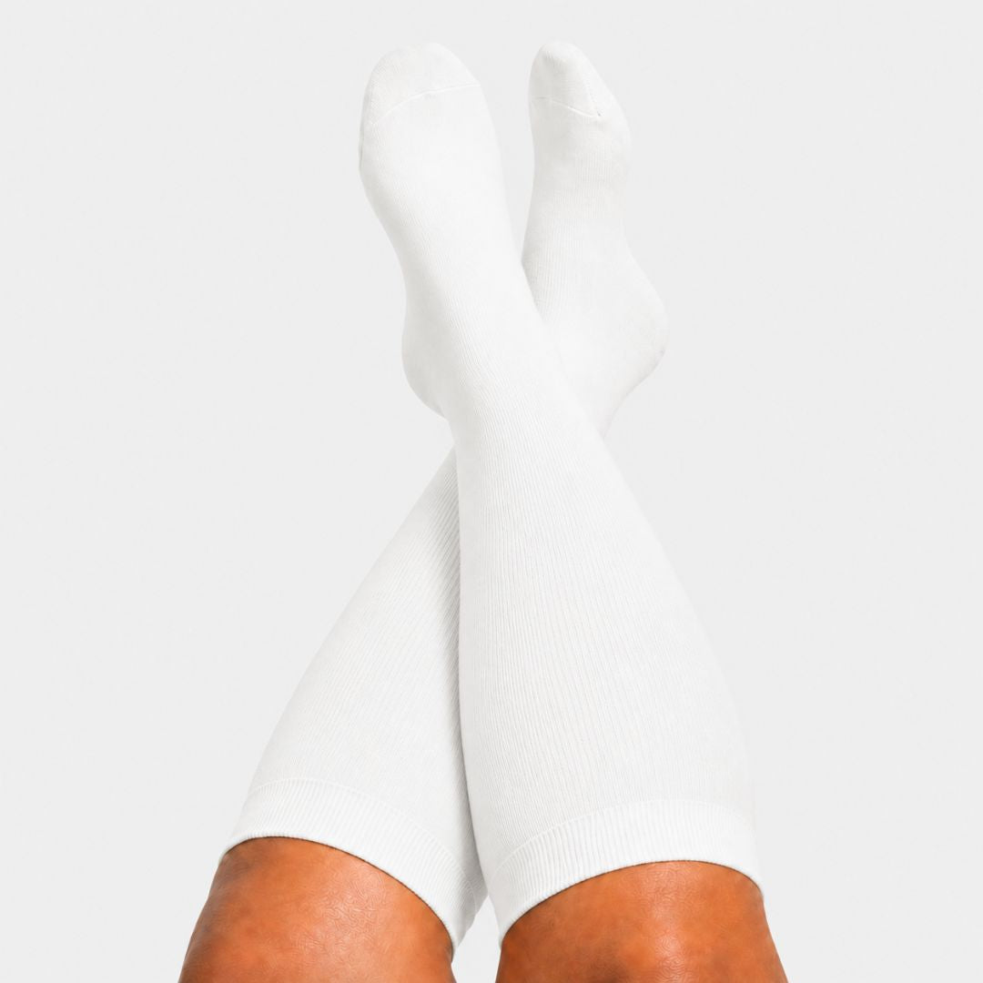 White Wide Calf Compression Socks